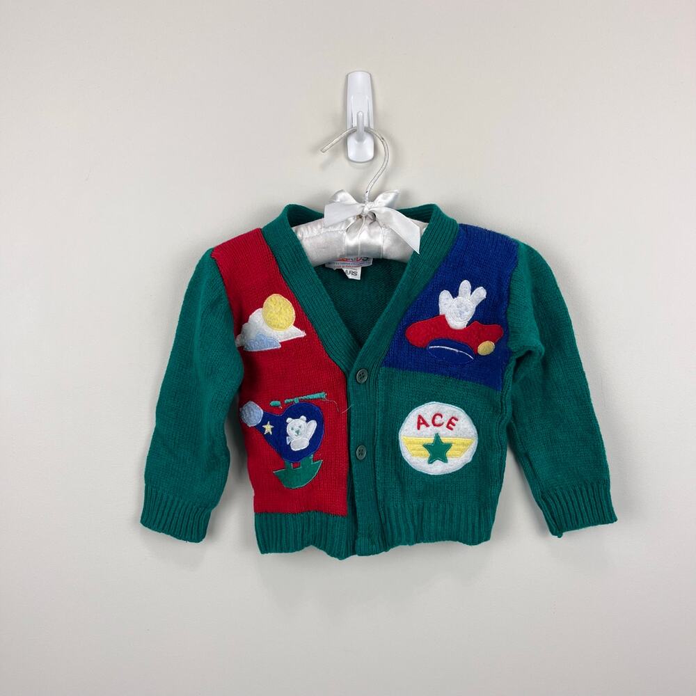 Vintage McKids Sears Color Block Cardigan Sweater 18 months